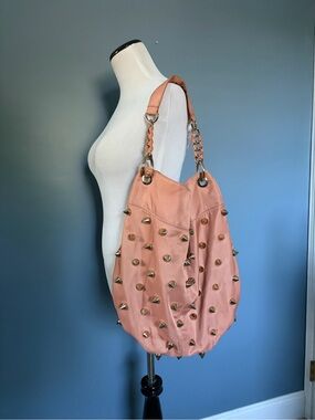 Vintage Deux Lux Pink Studded Hobo Shoulder Bag